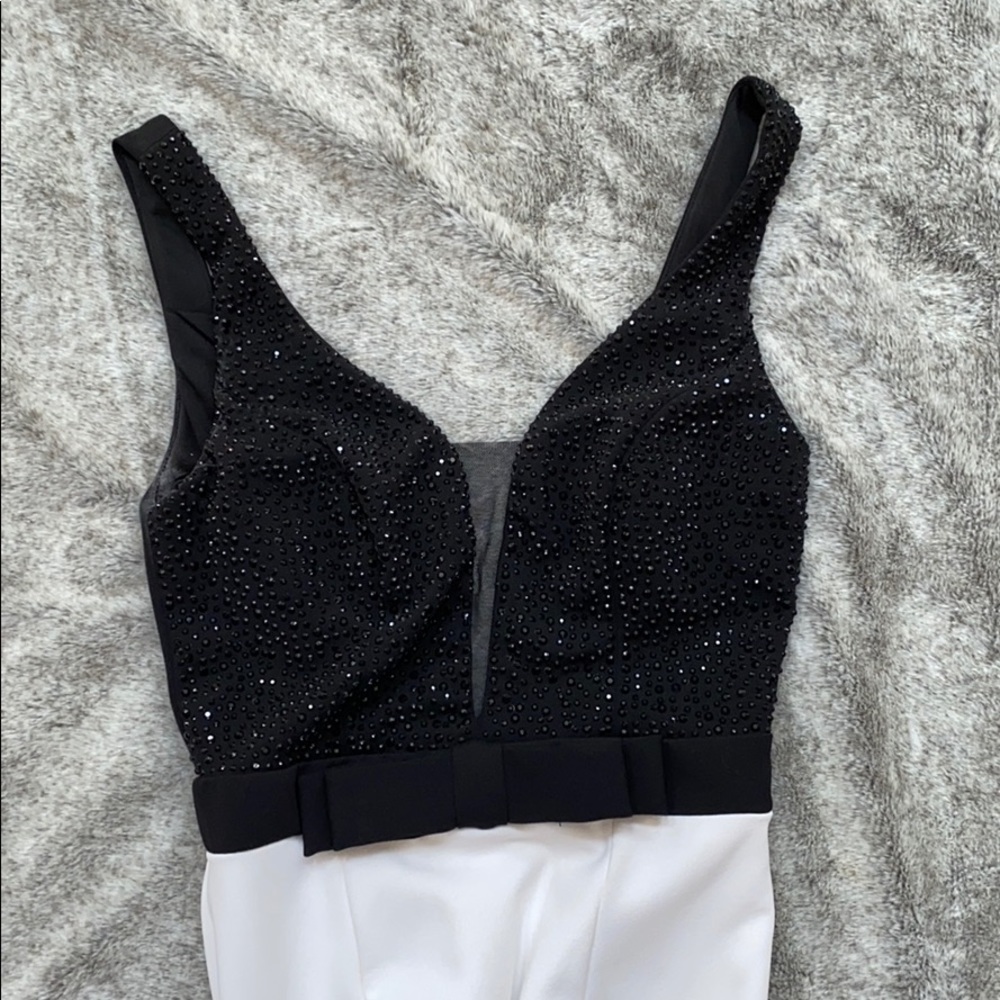 black and white prom/pageant dress